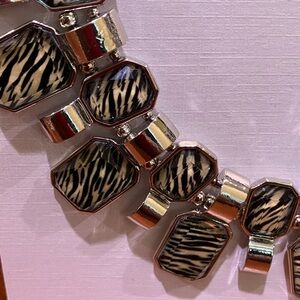 Silver and Zebra Print Necklace and Earring Set